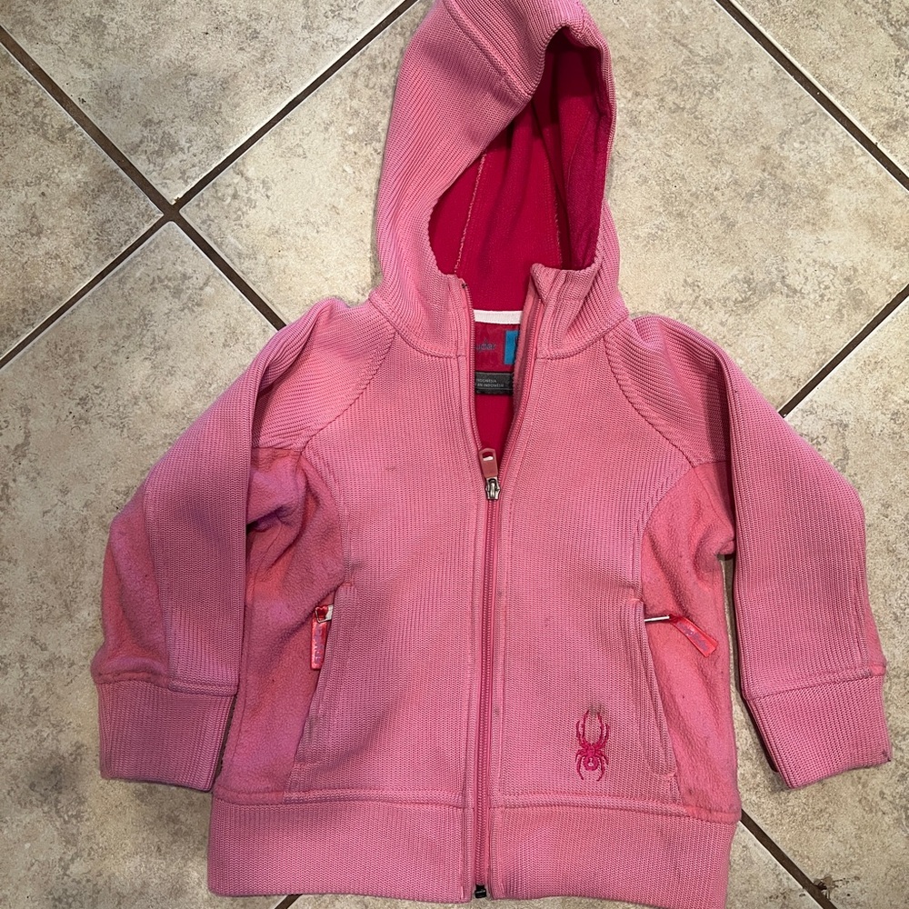 Spyder Pink Kids Hoodie with Embroidered Logo